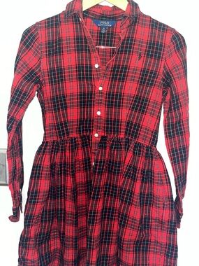 Polo by Ralph Lauren Red and Black Plaid Shirt Dress